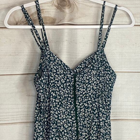 Jamie Brooke Green W/ White Floral Print Sleeveless Romper Size Medium - Picture 5 of 6